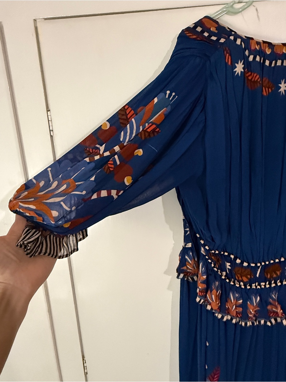 Farm Rio, medium Boho V-Neck Floral Maxi Dress in Navy - Picture 8 of 9